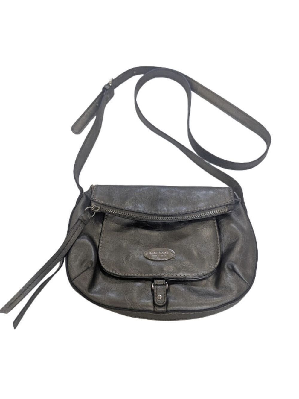 Nine West Metallic Crossbody Bag • Small Shoulder Purse • Soft Pewter Everyday E